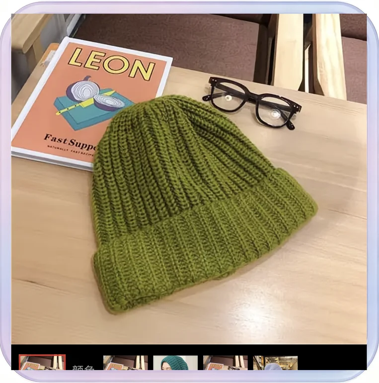 No_425_Green Chunky Knit Beanie Hat for Autumn and Winter