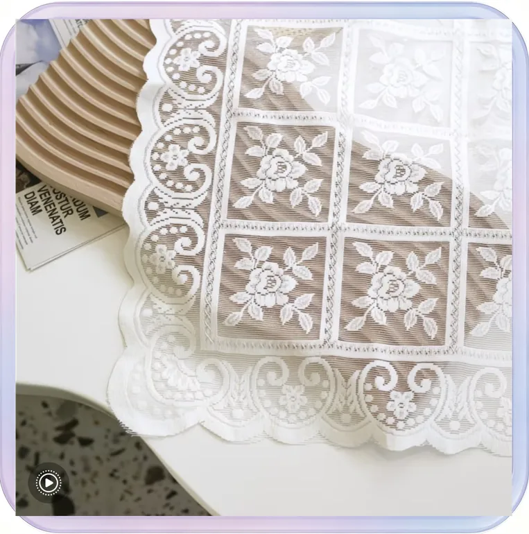 No_478_60cm Off-White Floral Tablecloth